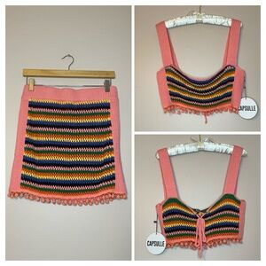Matching set crochet Capsulle crop top and skirt large nwt boho festival